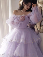 Sparkly Prom Dresses Purple Prom Dresses Robes De Cocktail Off The Shoulder Prom Dresses Long Sleeve Prom Dresses Y2408