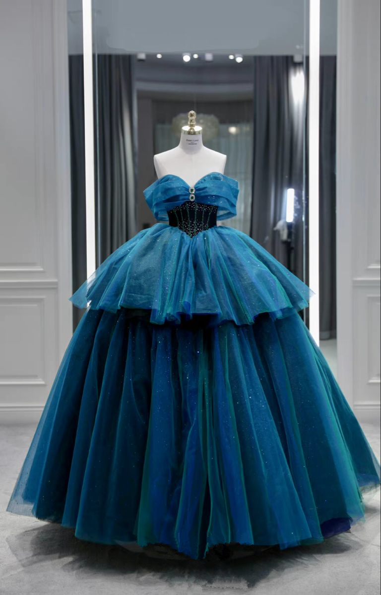 Fantástico vestido de fiesta con hombros descubiertos, vestido de princesa, vestido de fiesta de 18 cumpleaños Y4385
