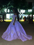 Impresionante vestido morado con hombros descubiertos para quinceañeras, vestido de princesa para cumpleaños Y4799