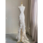 Charmantes weißes Hochzeitskleid, ärmelloses Brautkleid Y2066