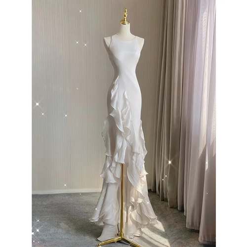Vestido de novia blanco encantador, vestido de novia sin mangas Y2066
