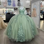 Damen Spaghetti Quinceanera Ballkleid Spitzenapplikation für Sweet 15 16 Kleider Y3038