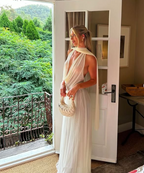 Sexy White Tulle Deep V Evening Dress Long Party Dress Y8240