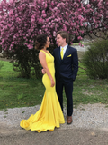 Elegantes gelbes Meerjungfrau-Abschlussballkleid, gelbes Abendkleid Y5707