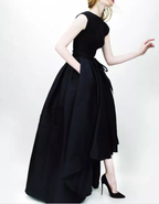 Vestido de fiesta negro sexy, bonito y encantador, vestido de noche sencillo con cuello redondo, vestido formal de fiesta S19670