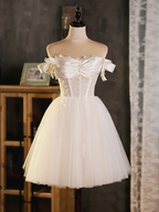 Hermoso vestido de fiesta de tul blanco con escote en forma de corazón y cuentas, vestidos de graduación cortos blancos Y1966