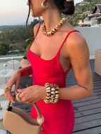 Sexy rückenfreies rotes Meerjungfrau-Abendkleid, langes Ballkleid Y7865