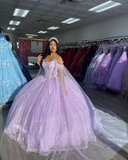 Shiny Ballkleid Quinceanera Kleider Appliques Blume Perlen Kristalle Korsett Prinzessin Y4413