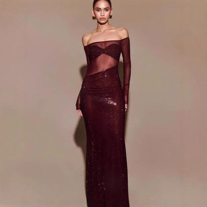 Chic One-Shoulder Rhinestone Fitted Prom Dress