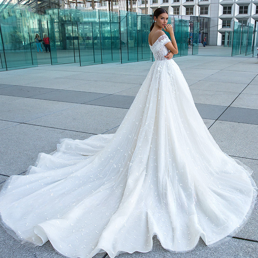 Sexy Sweetheart Lace Wedding Dresses Women's V-neck Decal Princess Wedding Formal Party 2023 Off Shoulder Beaded Romantic Bridal-payinti