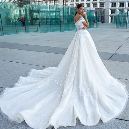 Sexy Sweetheart Lace Wedding Dresses Women's V-neck Decal Princess Wedding Formal Party 2023 Off Shoulder Beaded Romantic Bridal-payinti