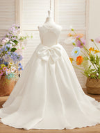 Duchesse-Linie/Princess-Linie Satin Sweep/Pinsel zug Blumenmädchenkleid 