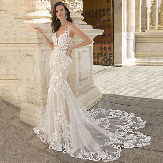 RODDRSYA Gorgeously Mermaid Wedding Dress For Bride Tulle Lace Appliques Court Train Sexy Wedding Gowns свадебное платье-payinti