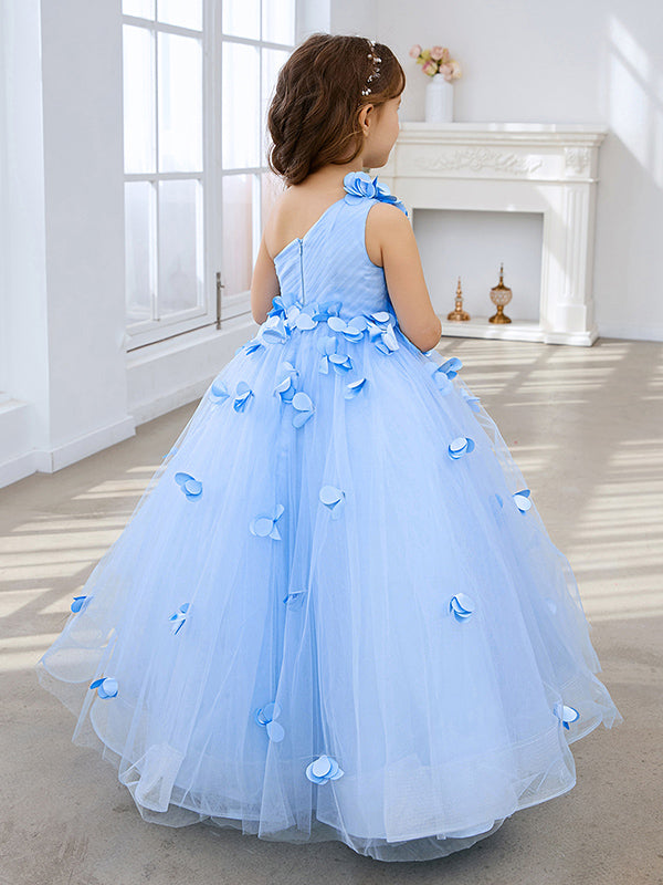 Duchesse-Linie/Princess-Linie Tüll Bodenlang Blumenmädchenkleid 