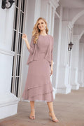 Vestido formal de fiesta Sunnderly de dos piezas, corte A, para madre de la novia, SY28072 