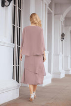 Vestido formal de fiesta Sunnderly de dos piezas, corte A, para madre de la novia, SY28072 