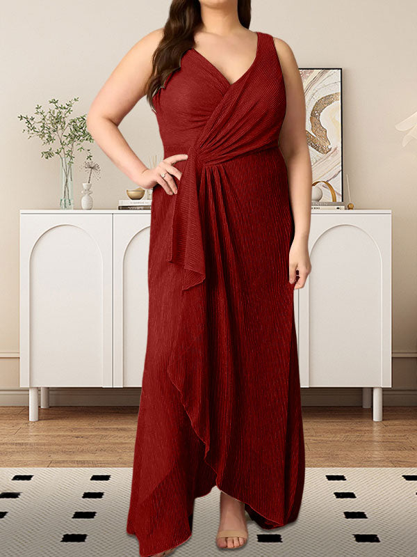 Vestido de malla metálica fruncida con escote en V y corte A