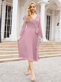 Vestido de dama de honor con escote en V y cinturón para madre de la novia, invitada de boda SY28031 