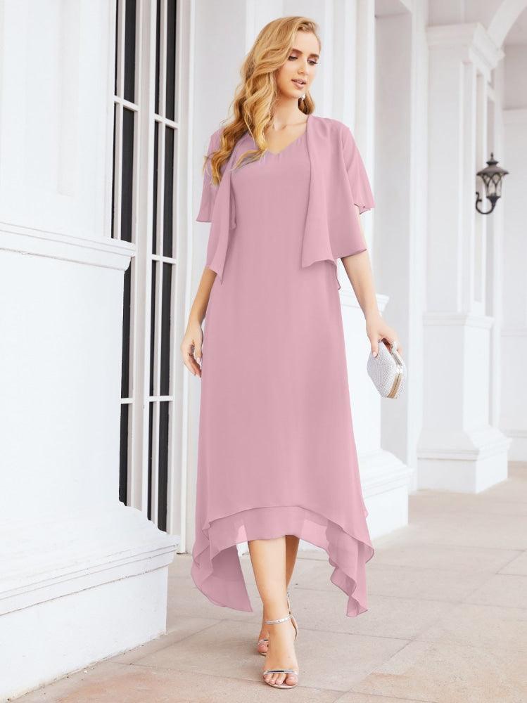 Vestido formal de fiesta Sunnderly de dos piezas, corte A, para madre de la novia, SY28073 