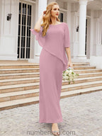 Vestido formal de fiesta Sunnderly, largo, para madre de la novia, con capa con volantes, SY28026 