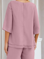 Elegante vestido de dos piezas para madre de la novia, talla grande, pantalón, capas con volantes, bata plateada SY28064 