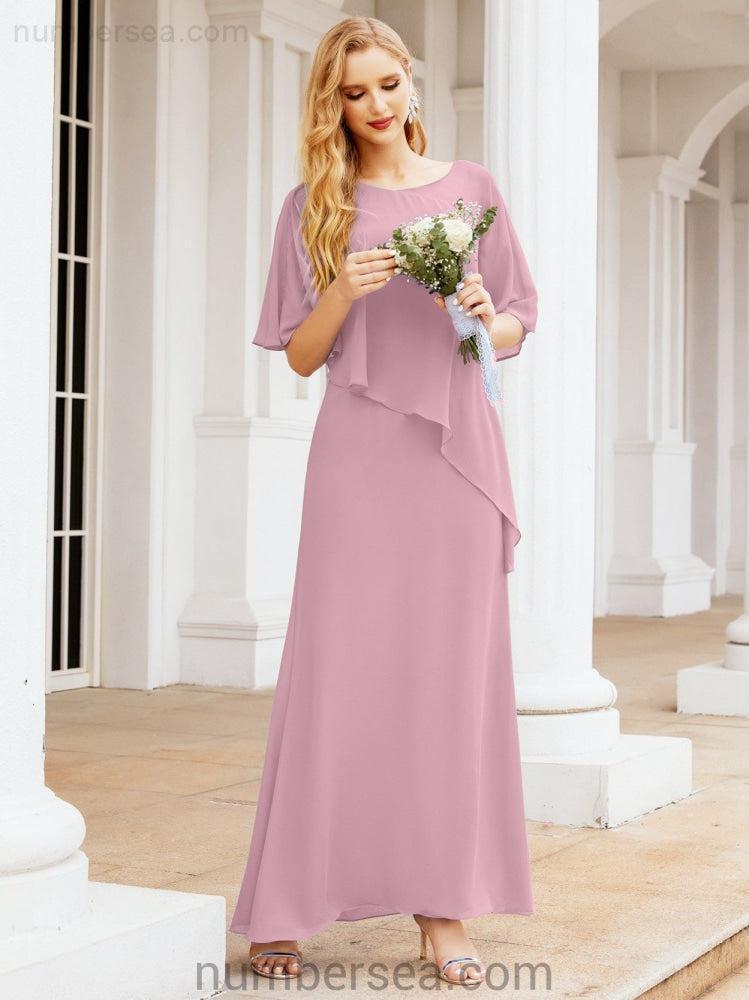 Vestido formal de fiesta Sunnderly, largo, para madre de la novia, con capa con volantes, SY28026 