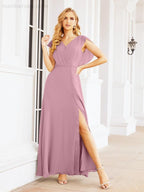 Vestidos de dama de honor Sunnderly con capa, vestido formal de fiesta con espalda descubierta para madre de la novia SY28058 