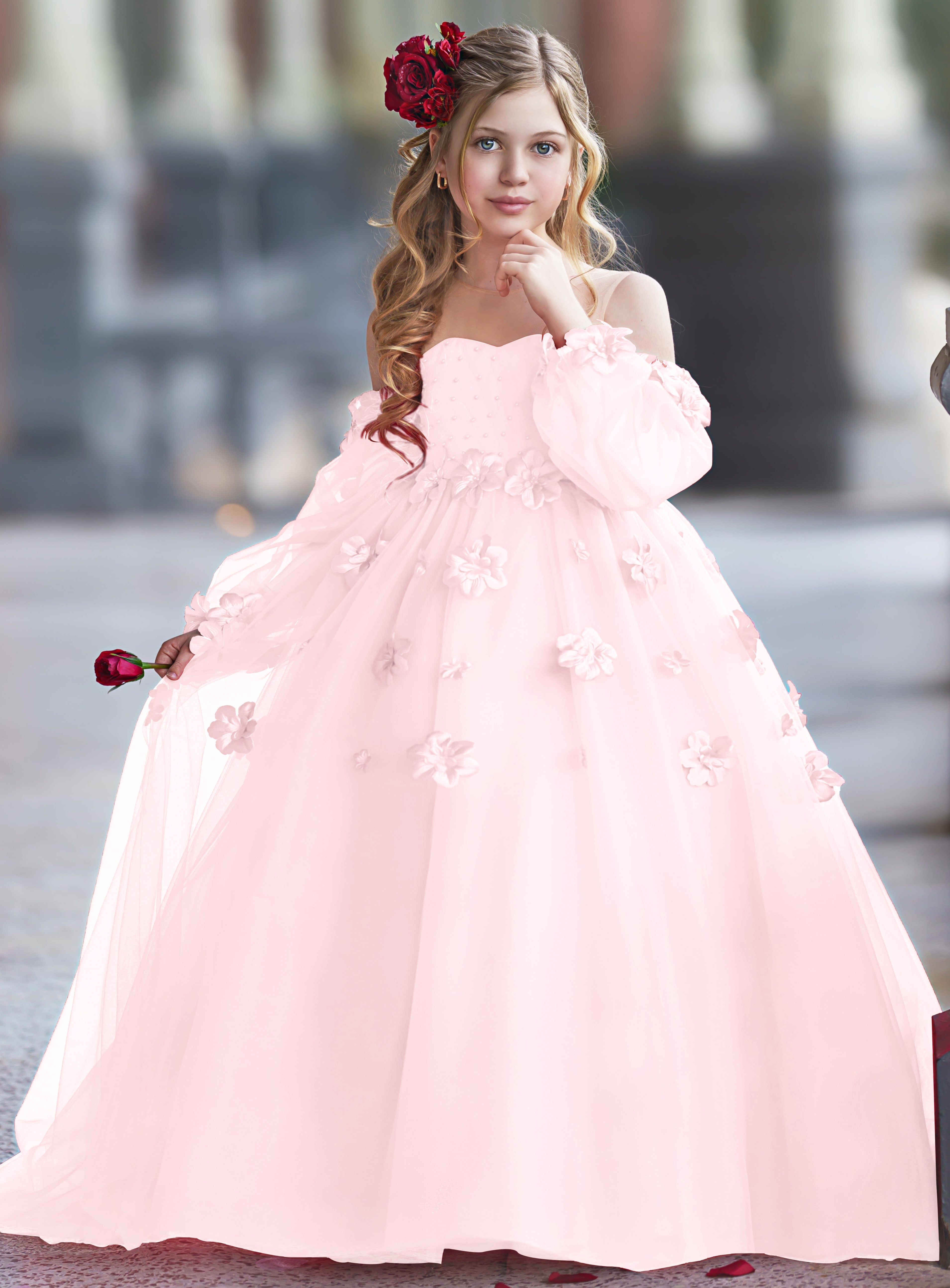 Vestidos de niña de las flores con vestido de princesa y flores en 3D