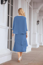 Vestido formal de fiesta Sunnderly de dos piezas, corte A, para madre de la novia, SY28072 