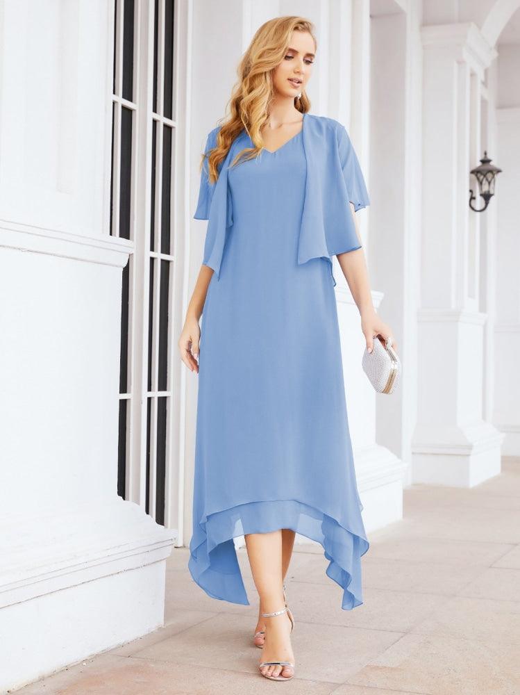 Vestido formal de fiesta Sunnderly de dos piezas, corte A, para madre de la novia, SY28073 