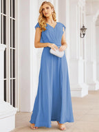 Vestidos de dama de honor Sunnderly con capa, vestido formal de fiesta con espalda descubierta para madre de la novia SY28058 