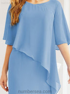 Vestido formal de fiesta Sunnderly, largo, para madre de la novia, con capa con volantes, SY28026 