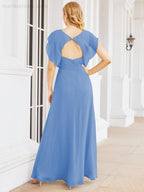 Vestidos de dama de honor Sunnderly con capa, vestido formal de fiesta con espalda descubierta para madre de la novia SY28058 
