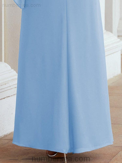 Sunnderly Formal Party Gown Dress Long Mother of The Bride Dresses with Ruffle Cape SY28026