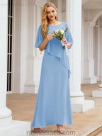 Vestido formal de fiesta Sunnderly, largo, para madre de la novia, con capa con volantes, SY28026 