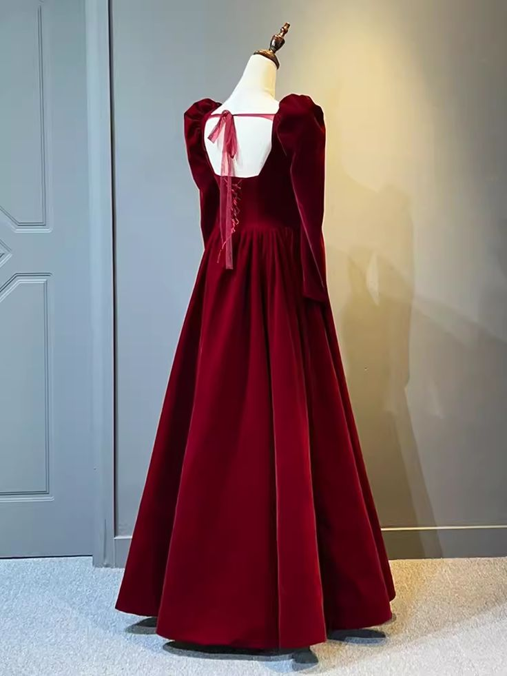 Wunderschönes A-Linien-Ballkleid aus rotem Samt mit Herzausschnitt, Partykleid, Geburtstagsballkleid, Y7588