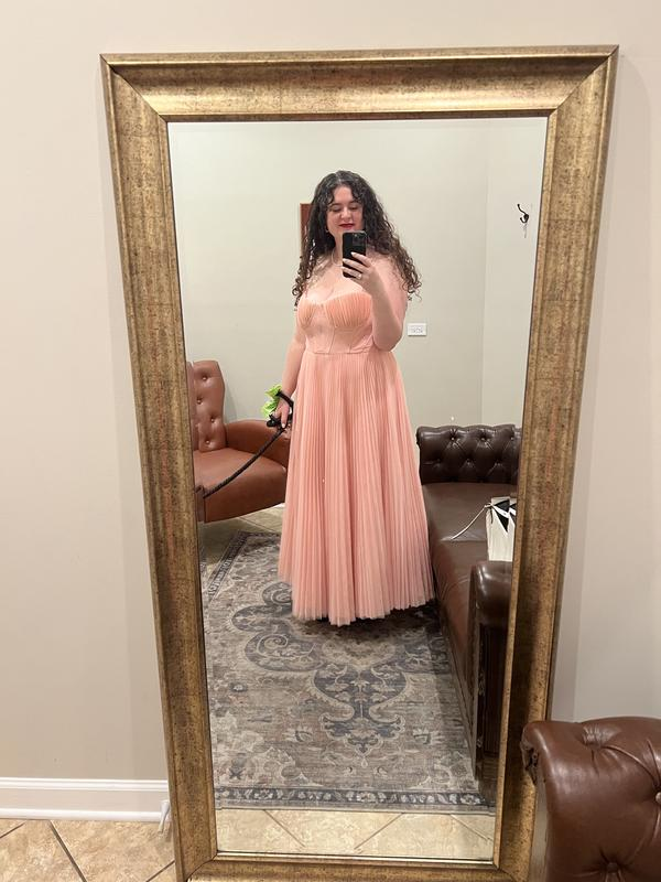 Vestido de fiesta midi de tul verde plisado con tirantes finos, elegante, corte en A, Y8452