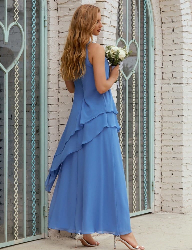 Chiffon Langes Plus Size Kleider für die Brautmutter Formales Brautjungfern-Abschlussballkleid SY28019 