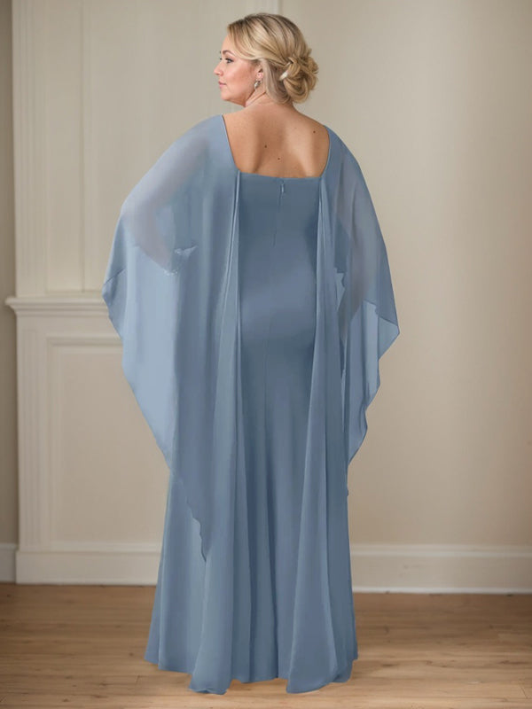 Vestido de gasa para madre de la novia, largo hasta el suelo, con escote redondo y volantes en cascada