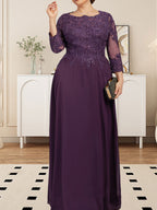 Vestido de gasa con encaje y lentejuelas para madre de la novia, corte A, largo hasta el suelo