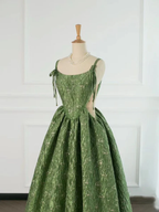 Vestido de noche verde vintage con tirantes finos, corte A, para fiesta de graduación, cumpleaños, Y7567