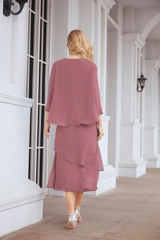 Vestido formal de fiesta Sunnderly de dos piezas, corte A, para madre de la novia, SY28072 