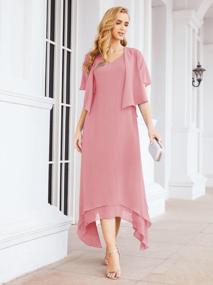 Vestido formal de fiesta Sunnderly de dos piezas, corte A, para madre de la novia, SY28073 