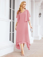 Vestido formal de fiesta Sunnderly de dos piezas, corte A, para madre de la novia, SY28073 