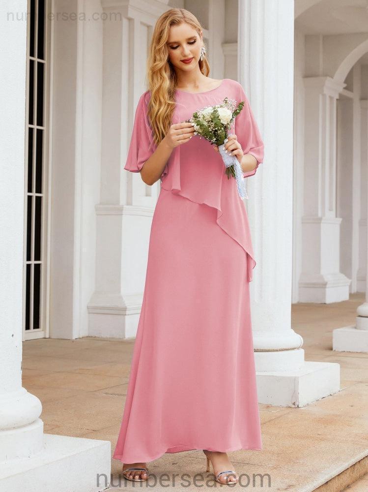 Sunnderly Formal Party Gown Dress Long Mother of The Bride Dresses with Ruffle Cape SY28026