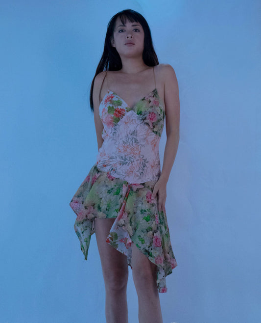 100% Silk  Chiffon Xylah Mini Draped  Dress