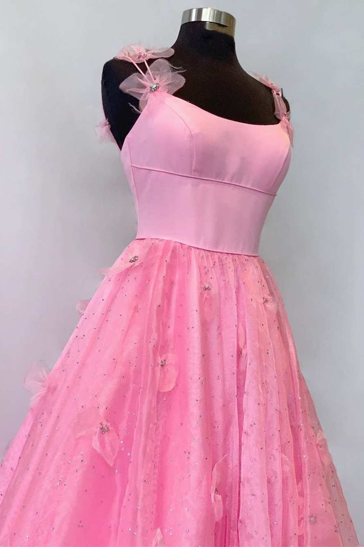 Sarahi | A-Linien-Ballkleid aus Organza mit Spaghettiträgern