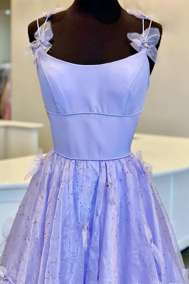 Sarahi | Vestido de fiesta de organza con tirantes finos y corte A