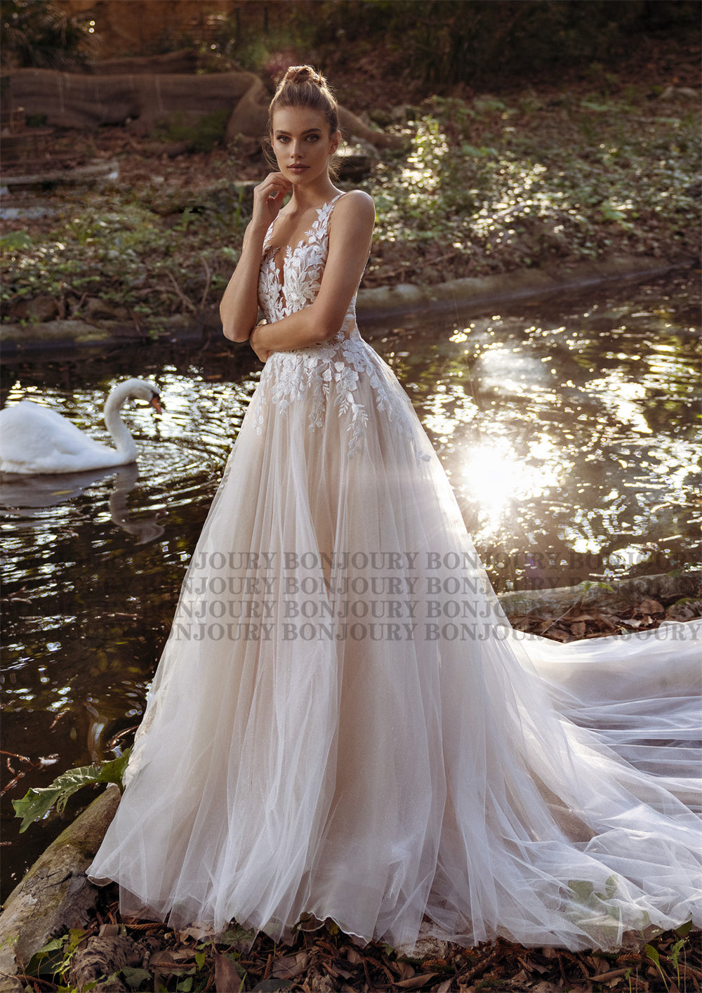 Pastrol Wedding Dress V-neck Tank Sleeveless 2023 For Women Bridal Vestidos De Noiva Custom Made Appliques Formal-payinti