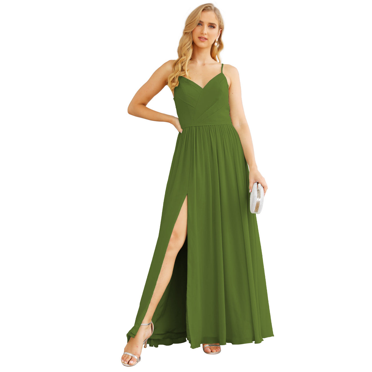 Vestidos de dama de honor con tirantes finos para mujer, de gasa, largos, formales, para fiesta y graduación 
